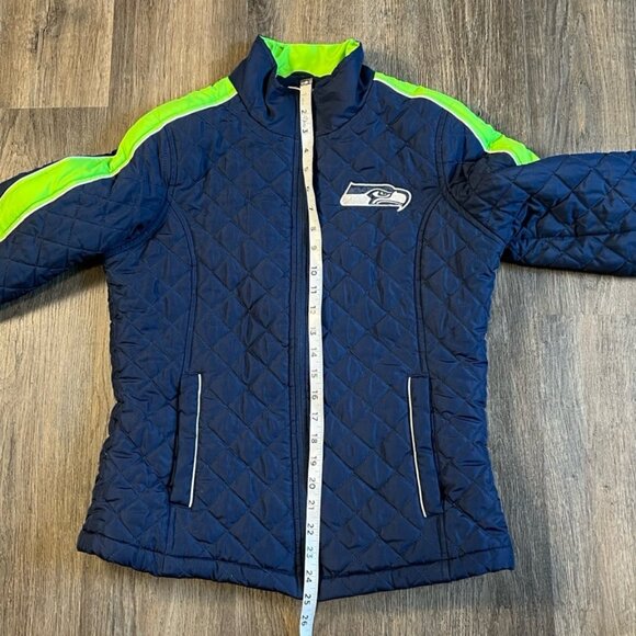 NFL Team Apparel Women's Seattle Seahawks Blue Long Sleeve Quilted Jacket Medium - Picture 8 of 12